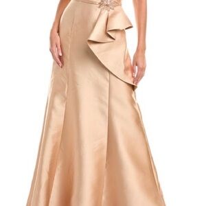 Rene Ruiz Elegant Satin Gown in Gold